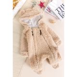 Babymod Kapüşonlu Ayıcı Figürlü Welsoft Peluş Kışlık Kız/Erkek Bebek Tulum
