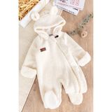 Babymod Kapüşonlu Kendinden Eldivenli Welsoft Kışlık Bebek Tulum Krem Renk Pamuk Polyester Malzeme - 9 - 12 Ay