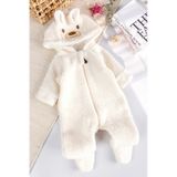 Babymod Kapüşonlu Welsoft Peluş Kışlık Kız/erkek Bebek Tulum Krem