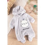 Babymod Kedi Figürlü Welsoft Peluş Kız/erkek Bebek Tulum - 3 Ay - Gri