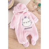 Babymod Kedi Figürlü Welsoft Peluş Kız/erkek Bebek Tulum - 9 Ay - Pembe