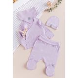 Babymod Kendinden Eldivenli Natural Bebek Hastane Çıkışı Bebek Takımı - 0 - 3 Ay - Lila