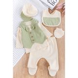 Babymod Kendinden Yelekli Papyonlu 5 Parça Erkek Bebek Hastane Çıkışı Bebek Takım - 0 - 3 Ay - Yeşil