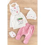 Babymod Kiraz Figürlü 5 Parça Kız Bebek Hastane Çıkışı Bebek Takımı - 0 - 3 Ay - Pembe