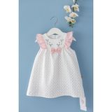 Babymod Kız Bebek Elbise Çiçek Desenli Fiyonklu Bebek Elbise - 9 - 12 Ay - Krem