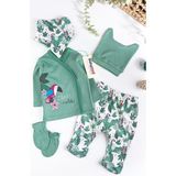 Babymod Kuş Figürlü 5 Parça Kız Bebek Hastane Çıkışı Bebek Takımı - 0 - 3 Ay - Yeşil