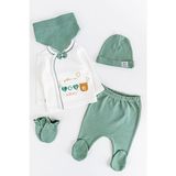 Babymod Love Baskılı Fiyonklu 5 Parça Bebek Hastane Çıkışı Bebek Takımı - 0 - 3 Ay - Yeşil