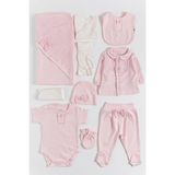 Babymod Natural Fiyonklu 10 Parça Kız Bebek Hastane Çıkışı Bebek Takımı - Yenidoğan - Pembe