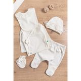Babymod Natural Güpürlü 5'li Kız Bebek Hastane Çıkışı Bebek Takımı - 0 - 3 Ay - Krem