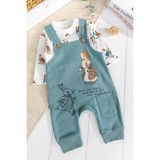 Babymod Tavşan Fiğürlü 2'li Erkek Bebek Salopet Tulum - Yeşil - 0 - 3 Ay