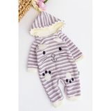 Babymod Tavşan Figürlü Kapüşonlu Içi Peluş Kız Bebek Tulum - 0 - 3 Ay - Pembe