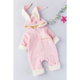 Babymod Tavşan Figürlü Kışlık Welsoft Kadife Astronot Kız Erkek Bebek Tulum - 0 - 3 Ay - Bej