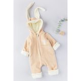 Babymod Tavşan Figürlü Kışlık Welsoft Kadife Astronot Kız Erkek Bebek Tulum - 3 - 6 Ay - Bej