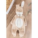 Babymod Tavşan Şapkalı Kuzu Welsoft Kız/erkek Bebek Kışlık Tulum - 6 - 9 Ay - Bej