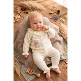 Babymod Triko Yumuşak Dokulu 2'li Çiçek Nakışlı Hırkalı Kız Bebektakım - 3 - 6 Ay - Ekru