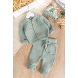 Babymod Triko Yumuşak Dokulu Bereli Kışlık Örgü Kız Erkek Bebek Takım Set - 1 Yaş - Yeşil