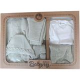 Babymy 4073 Erkek Bebek Triko 7'li Kutulu Naturel Hastane Çıkış Seti - Basic - 0 - 3 Ay