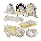 Babynest 15'li Set Puset İçi Minder Emzirme Örtüsü Beşik Içi Nevresim Takımı Sarı Kumaş