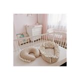 Babynest Ortopedik Fırfırlı ve baş yastık ve Fırfırlı emzırme yastığı takım Mermer desenli Bej