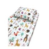 Babynia %100 Pamuk Bebek Ve Çocuk Lastikli Çarşaf Ve Yastık Kılıfı 90x140 Doğa Desenli