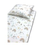 Babynia %100 Pamuk Bebek Ve Çocuk Lastikli Çarşaf Ve Yastık Kılıfı 90x140 Kahverengi Gökkuşağı