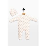 babynup Organik Pembe Kurdele Baskılı Şapkalı Uyku Tulumu Kız Bebek 2 Parça 0-3 Ay %100 Pamuk