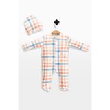 babynup Organik Soft Ekose Baskılı Şapkalı Uyku Tulumu Kız Bebek 2 Parça 0-3 Ay %100 Pamuk