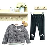 Babyrose Kız Bebek Triko Kuzulu Hırkalı Üçlü Takım - Standart - Gri