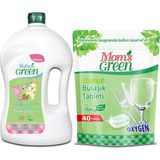 Baby's Green 2'li Set -40 Yıkama Oksijenli Bulaşık Makinesi Tableti - 1500 ml Aloeveralı Bebek Çamaşır Deterjanı 40 Yıkama - 1,5 lt