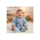 Babysena Dinozor Kapüşonlu Mavi Erkek Bebek Bornoz Seti