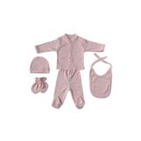 Babysena Kız Bebek Yenidoğan Pembe 5’Li Hastane Çıkışı Seti – Yenidoğan Bebek Hediyesi