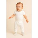 Babyshez %100 Pamuklu Yenidoğan Bebek çoraplı tek alt pantolon - Krem - Regular Fit - 12 - 18 Ay