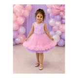 babysmile Pembe lila kız çocuk kostüm doğum günü elbisesi renkli fırfırlı elbise