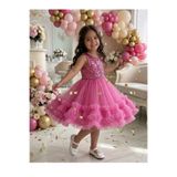 babysmile Sıfır kollu pembe kız çocuk kostüm doğum günü elbisesi Barbie konsept abiye