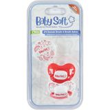 BabySoft Baby Soft 2'li Damak Emzik & Emzik Askısı No:3 Kırmızı - 0 - 6 Ay