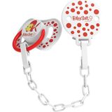 BabySoft Balık Desenli Emzik Askısı & Yuvarlak Uçlu Emzik 6 - 18 Ay - Kırmızı