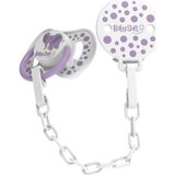 BabySoft Fil Desenli Emzik Askısı & Yuvarlak Uçlu Emzik 0 - 6 Ay - Lila
