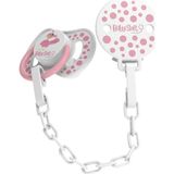 BabySoft Kuş Desenli Emzik Askısı & Yuvarlak Uçlu Emzik 0 - 6 Ay - Pembe