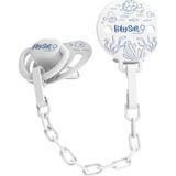 BabySoft Lacivert Deniz Desenli Emzik Askısı & Damak Uçlu Emzik 0 - 6 Ay