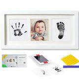 BabySquad Bebek Baskıları Yenidoğan El İzi ve Ayak İzi Fotoğraf Çerçevesi Hatıra Kiti, 13,5 x 7 inç (Büyük Boy), Dağınıklık Olmayan Mürekkep Pedi Dahildir | Yeni Ebeveynlere Bebek Partisi Hediyesi