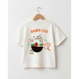 Babytex %100 Pamuklu Oversize Tişört Bebek-Çocuk Bisiklet Yaka Ramen Noodle Baskılı - Ekru - 3 - 4 Yaş
