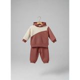 Babytex Bebek Kapüşonlu Eşofman Takımı %100 Pamuk – Mor, Kahve, Haki, Somon Renk Seçenekli – Unisex - 12 - 18 Ay - Kahverengi