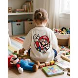 Babytex Çocuk Oversize Tişört Çift Taraf Baskılı Oyun Temalı Beyaz Unisex Pamuklu Tişört - Ekru - 3 - 4 Yaş