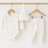 Babytex Desenli Kruvaze Uzun Kollu 3lü Bebek Zıbın Takımı - 3 - 6 Ay
