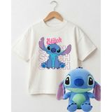 Babytex Stitch 30 cm Peluş Oyuncak ve Oversize Çocuk Tişört Kombini Unisex Set - Ekru - 2 - 3 Yaş