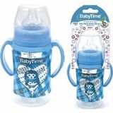 Babytime 250 ml Mavi Geniş Ağızlı Kulplu Silikon Uçlu Biberon