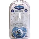 BabyTime BT141 Silikon Damaklı Desenli Emzik No 2 - Mavi - 6 - 18 Ay