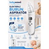 Babywawa H-032 Elektrikli Burun Aspiratörü 0-12 Yaş Şarjlı Nazal Aspiratör 5 Kademe Güçlü Vakum LED Işıklı Müzikli