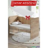 Babywhen Bebek Beşiği Ahşap Anne Yanı Sallanan Kademeli + Yatak Dahil 60x120 BW1071