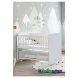 Babywhen Sallanır Tekerlekli Kademeli Anne Yanı Bebek Beşik - Bebek Beşiği - Beyaz - 60x120 Cm - Bw1090